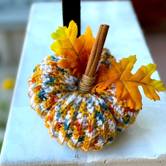 Fall Decor Handmade Crochet Pumpkins - Set of 2 Medium Size - Picture 4 of 5